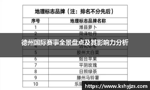 德州国际赛事全景盘点及其影响力分析