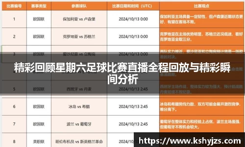 精彩回顾星期六足球比赛直播全程回放与精彩瞬间分析